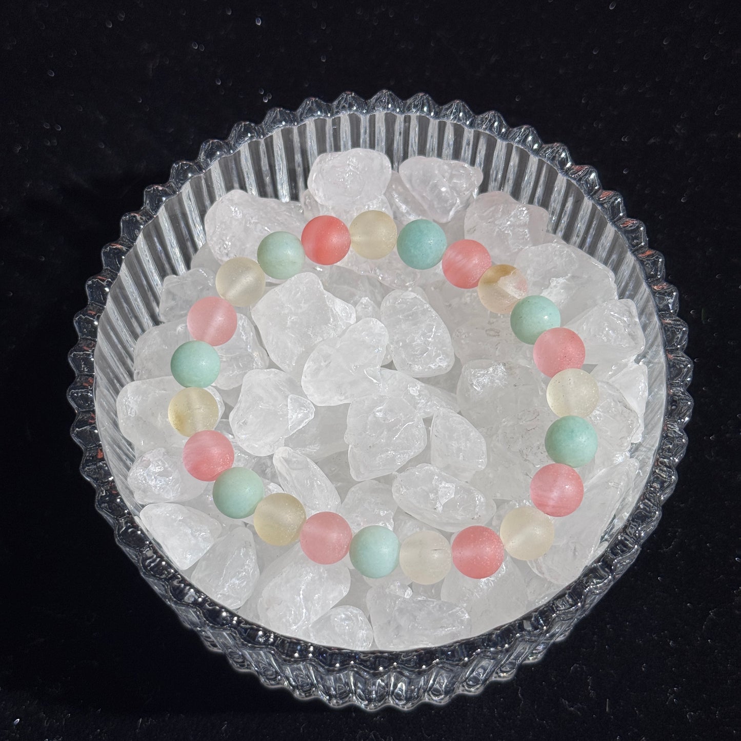 Sea Salt Peach - Three-Color Matte Cat's Eye Natural Pink, Blue, White Cat's Eye Single Bead Bracelet - Free Shipping to US & Japan - Attract Wealth & Luck, Change Fortune, Attract Good Relationships, Healing Crystal Bracelet