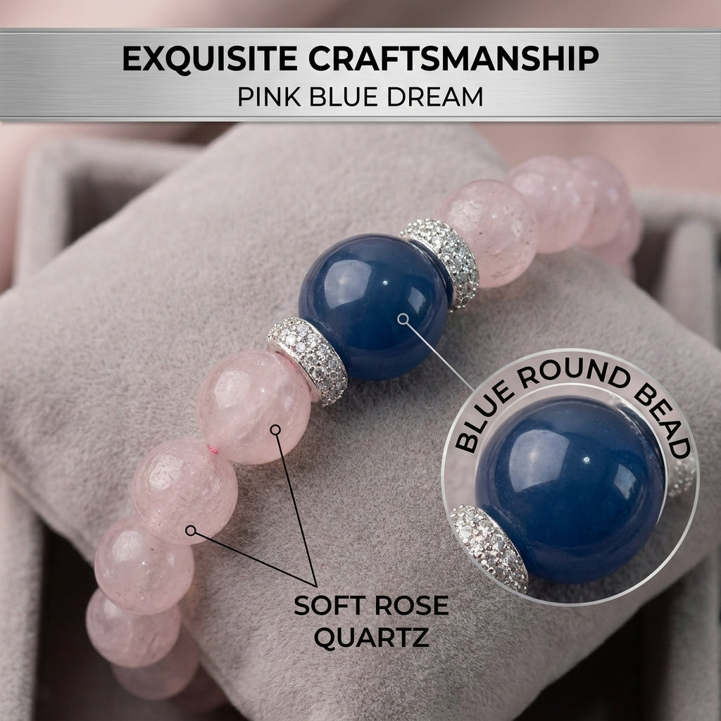 "Pink and Blue Dreams" Rose Quartz x Aquamarine Bracelet
