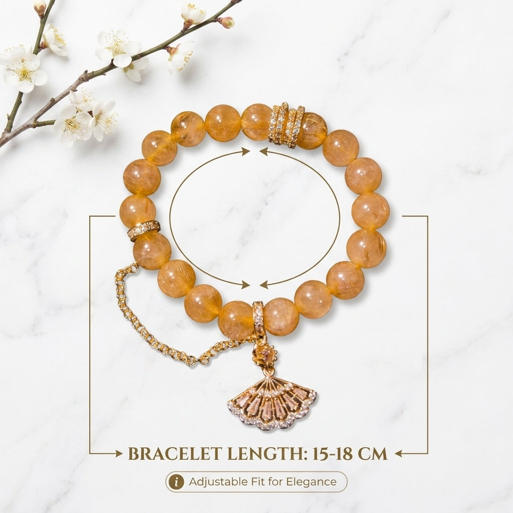 "Golden Fan" Rutilated Quartz Bracelet