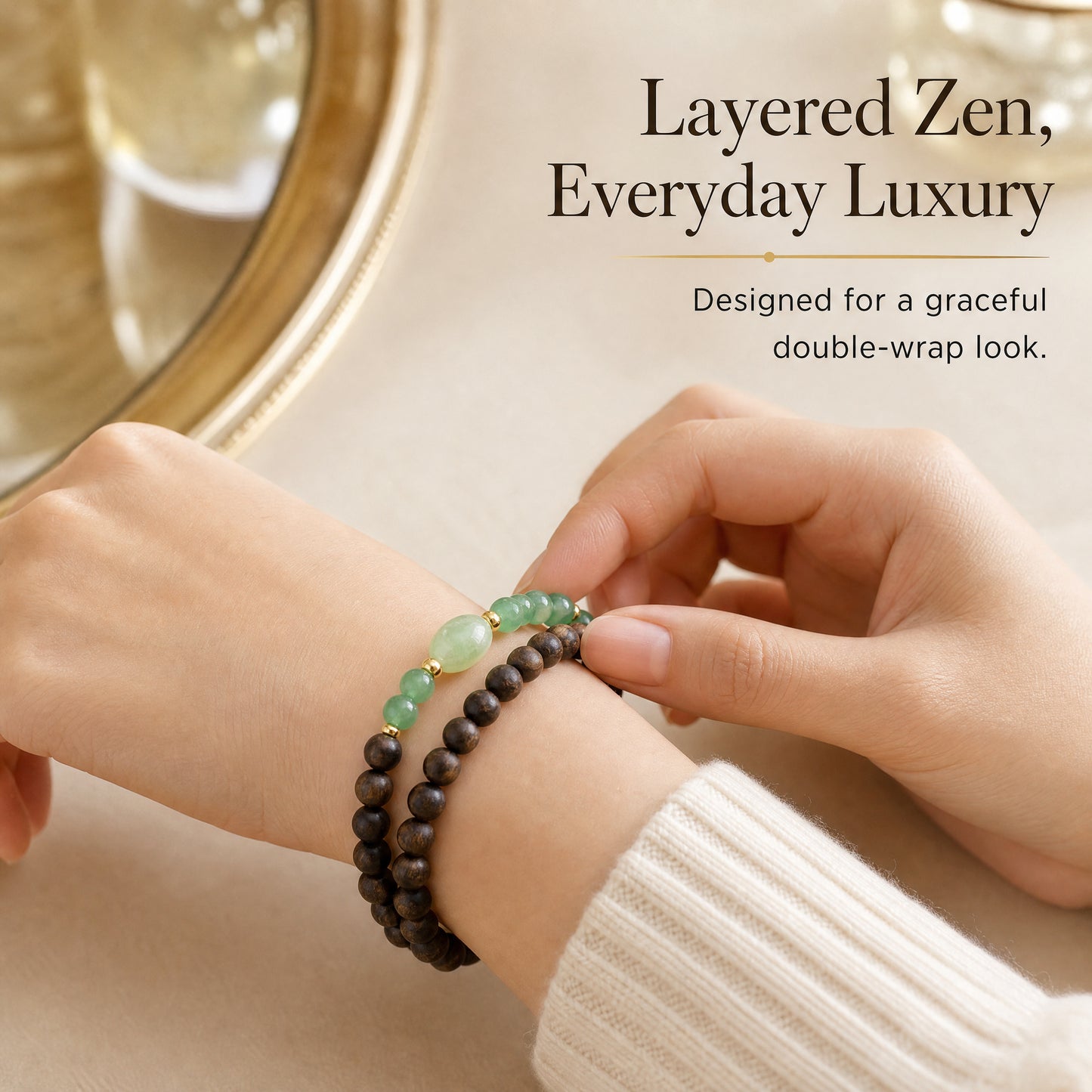 "Green Breeze of Camphor Trees" KINZNAN x Green Quartz Bracelet