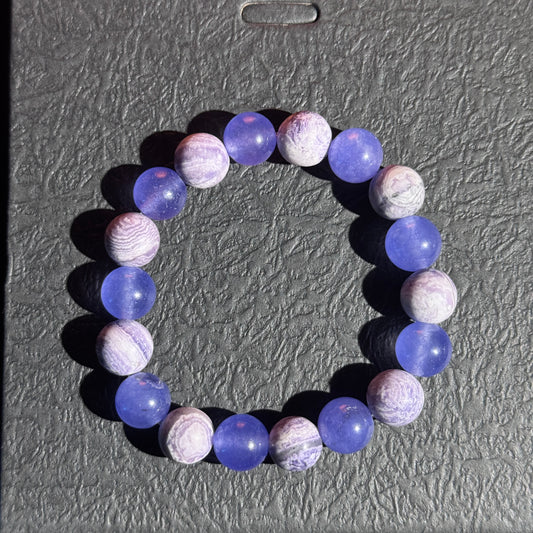 Purple Mist Stardust Natural Charoite Single Bead Bracelet - Free Shipping to USA & Japan - Five Element Spiritual Wealth, Astrological Guardian, Healing Crystal Bracelet
