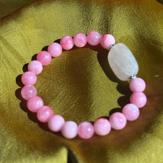 Pink Agate (Cherry Blossom Agate) & White Quartz Single Bracelet - Attracts Love & Good Fortune
FREE Shipping to USA & Japan
Love Knot & Benefactor Luck-Drawing Crystal Bracelet