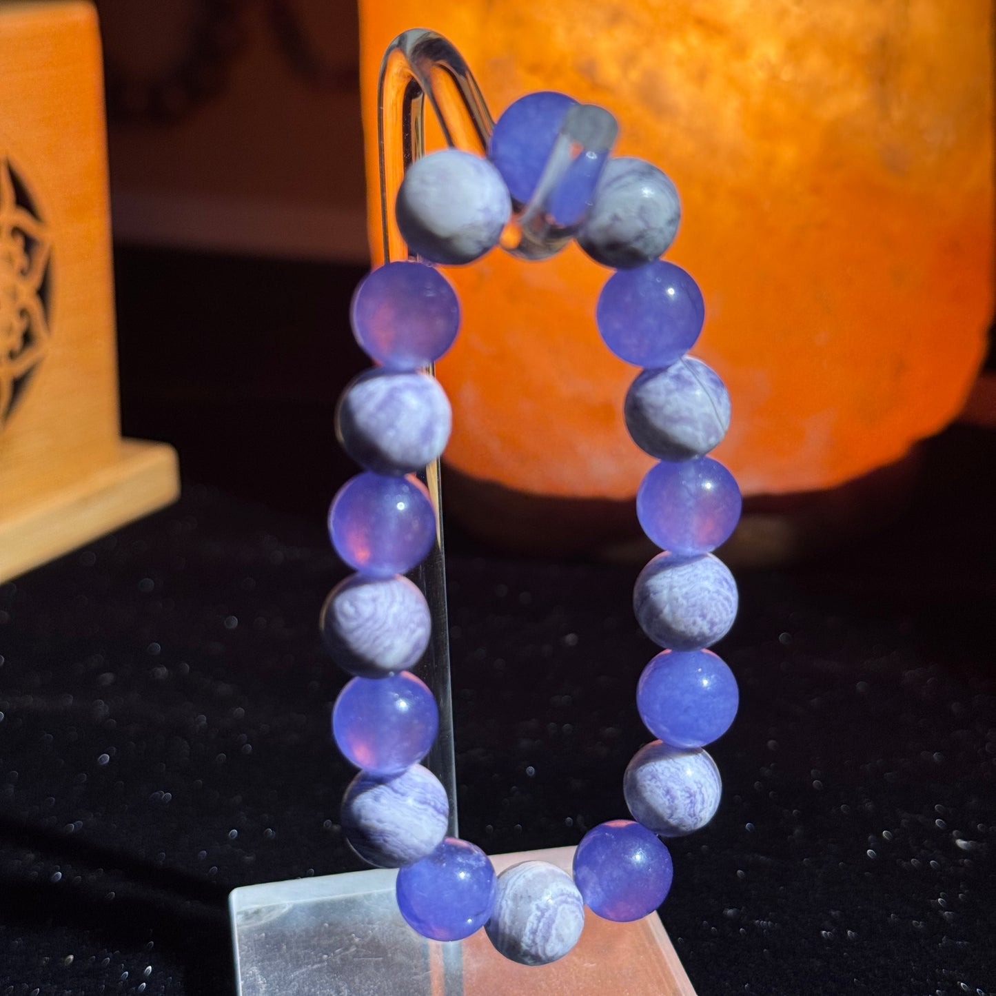 Purple Mist Stardust Natural Charoite Single Bead Bracelet - Free Shipping to USA & Japan - Five Element Spiritual Wealth, Astrological Guardian, Healing Crystal Bracelet