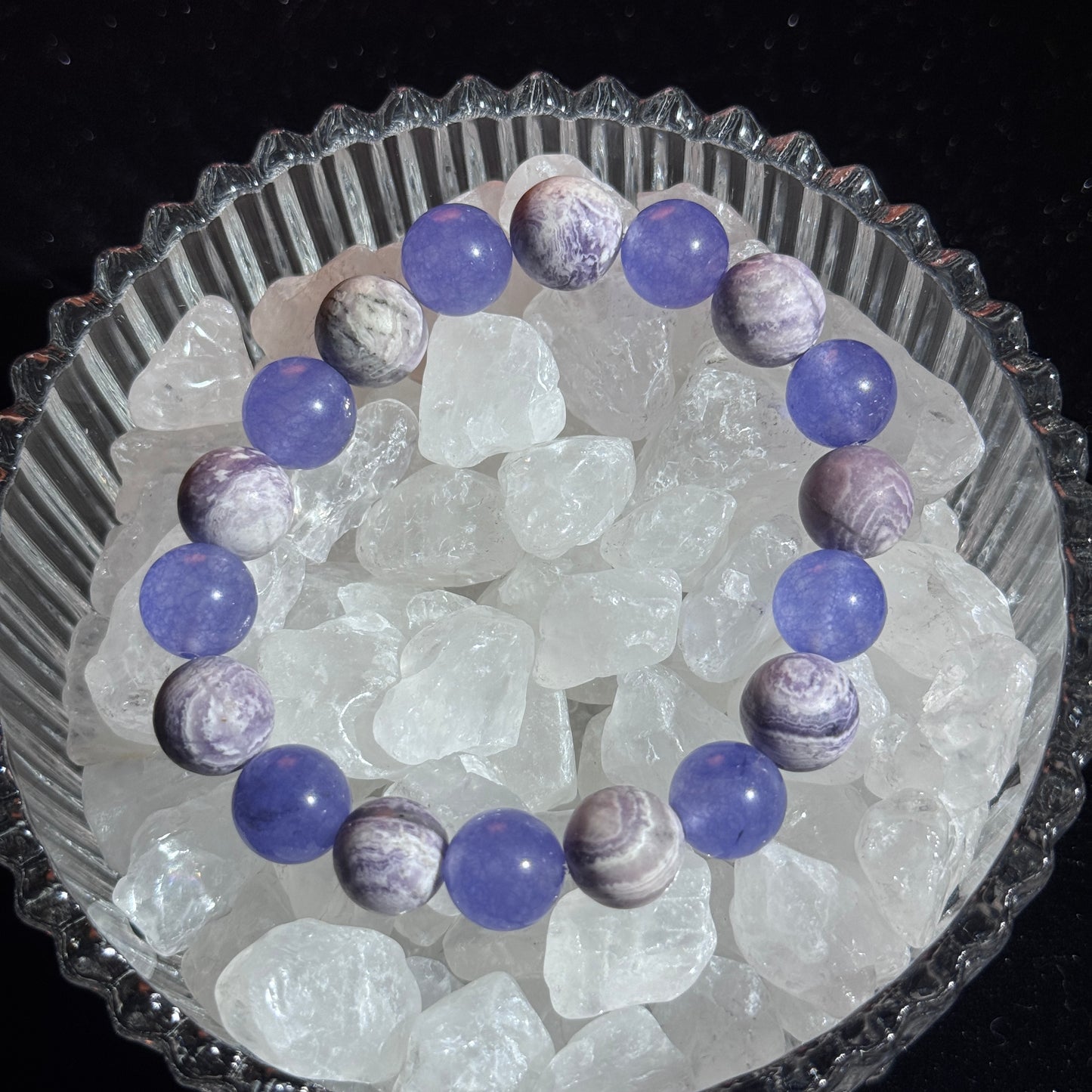 Purple Mist Stardust Natural Charoite Single Bead Bracelet - Free Shipping to USA & Japan - Five Element Spiritual Wealth, Astrological Guardian, Healing Crystal Bracelet