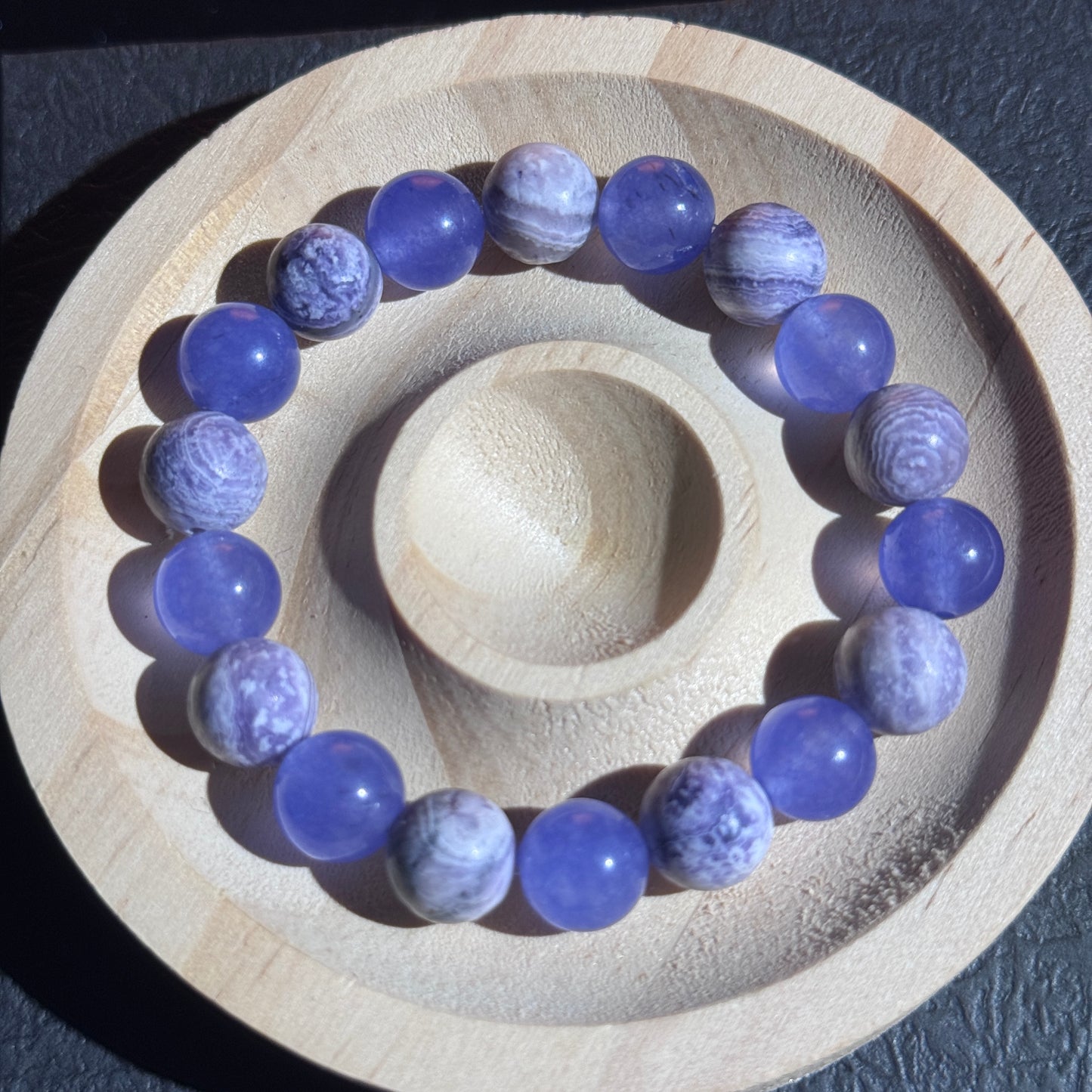 Purple Mist Stardust Natural Charoite Single Bead Bracelet - Free Shipping to USA & Japan - Five Element Spiritual Wealth, Astrological Guardian, Healing Crystal Bracelet