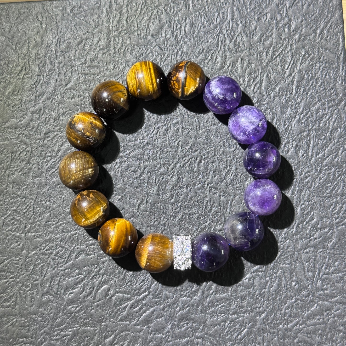 "Power of Darkness and Purple" Tiger's Eye x Amethyst Bracelet
