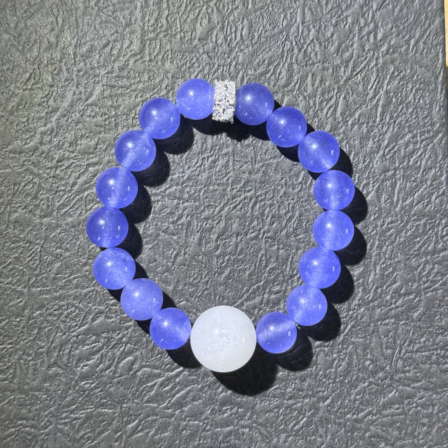 "Purple Moon and White Frost" Amethyst and Crystal Bracelet