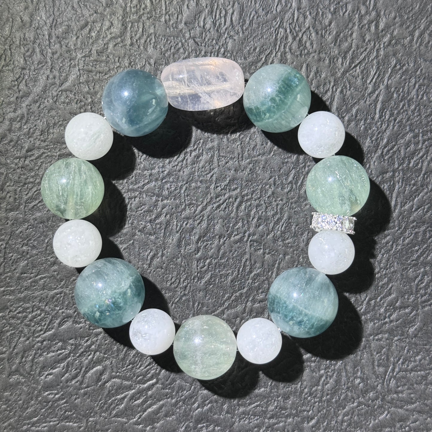 「海の月」アクアマリン×クリスタルブレスレット