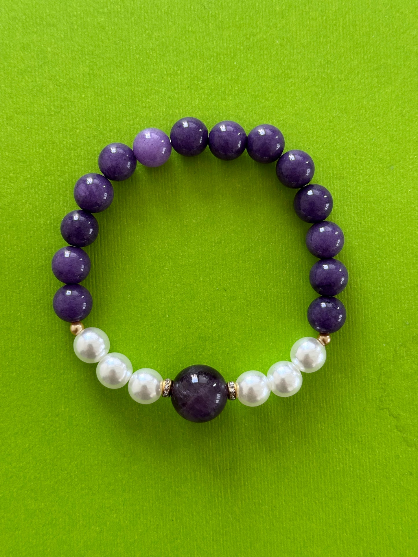"Violet Moon Glow" Purple Mica (Amethyst-style) Pearl Bracelet