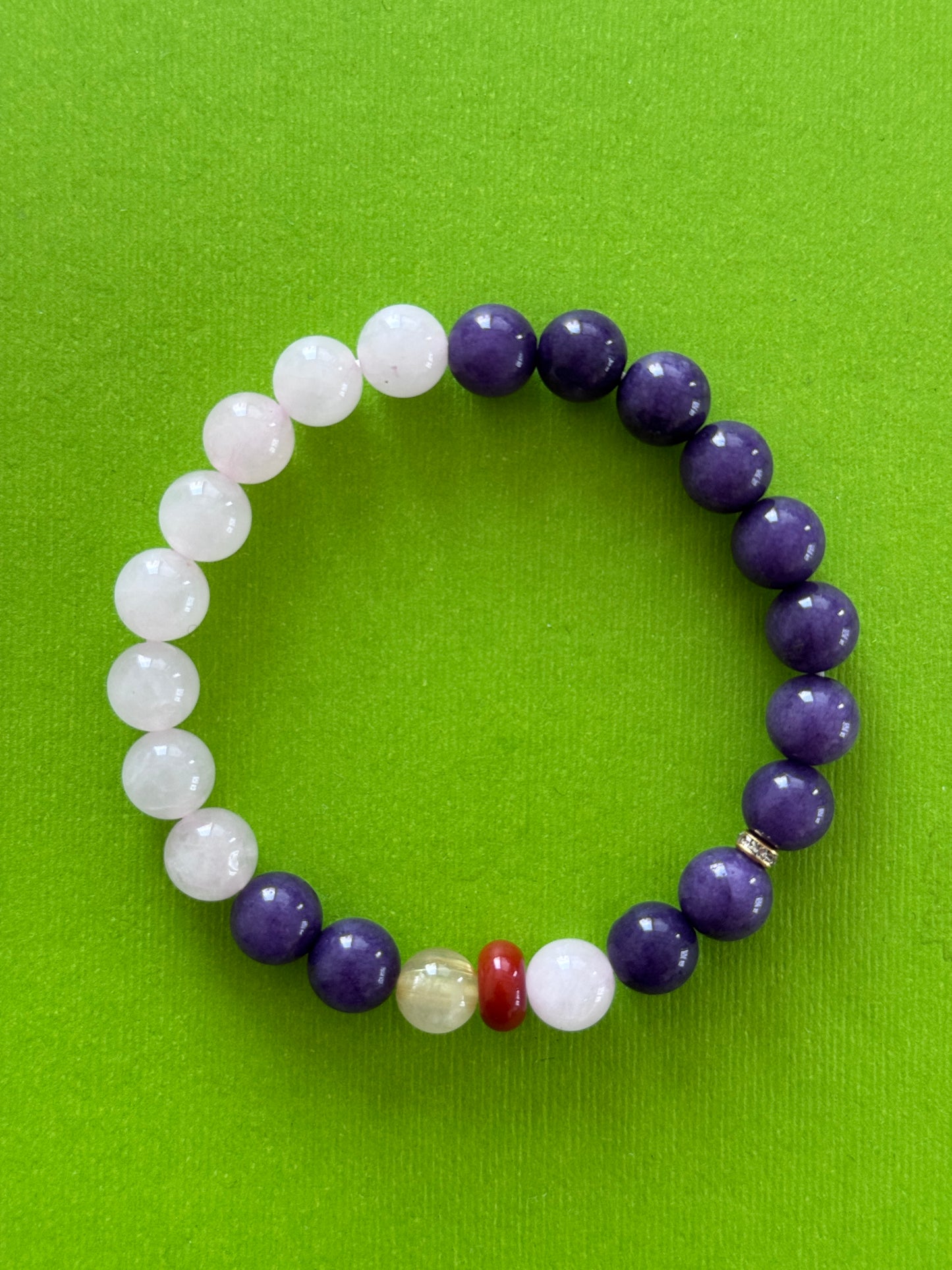 "Welcoming Purple Fortune" Purple Mica x Rose Quartz Abundant Treasure Bracelet