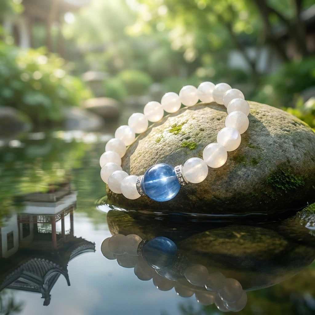 "Sparkle of Stars and Sea" Blue Calcite & Moonstone Bracelet
