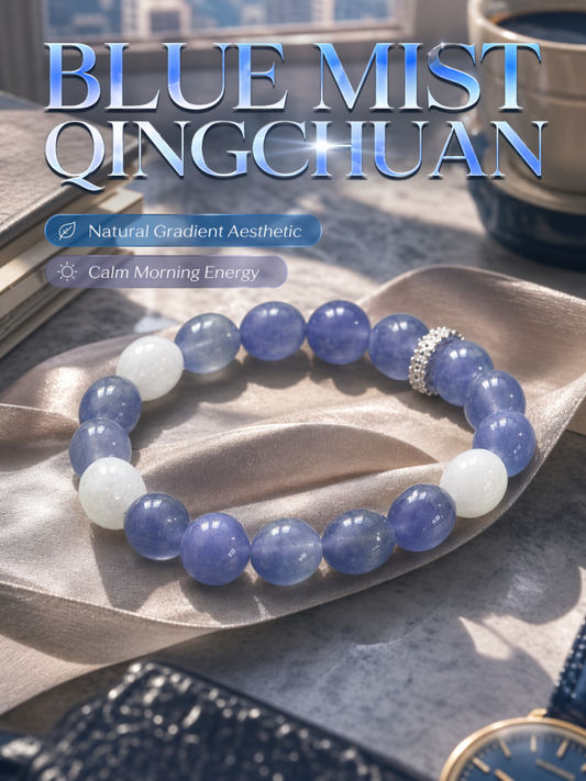 "Blue Mist River" Blue Chalcedony x White Chalcedony Bracelet