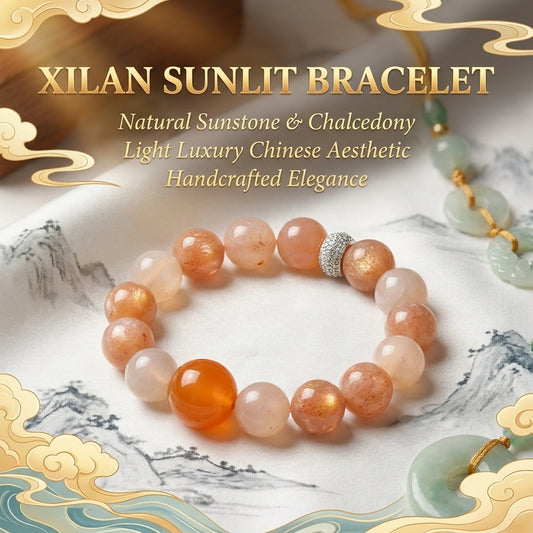 "Twilight Glow" Sunstone x Orange Chalcedony Bracelet "Twilight Glow" Sunstone x Orange Chalcedony Bracelet | Natural Stones for Vitality and Popularity`