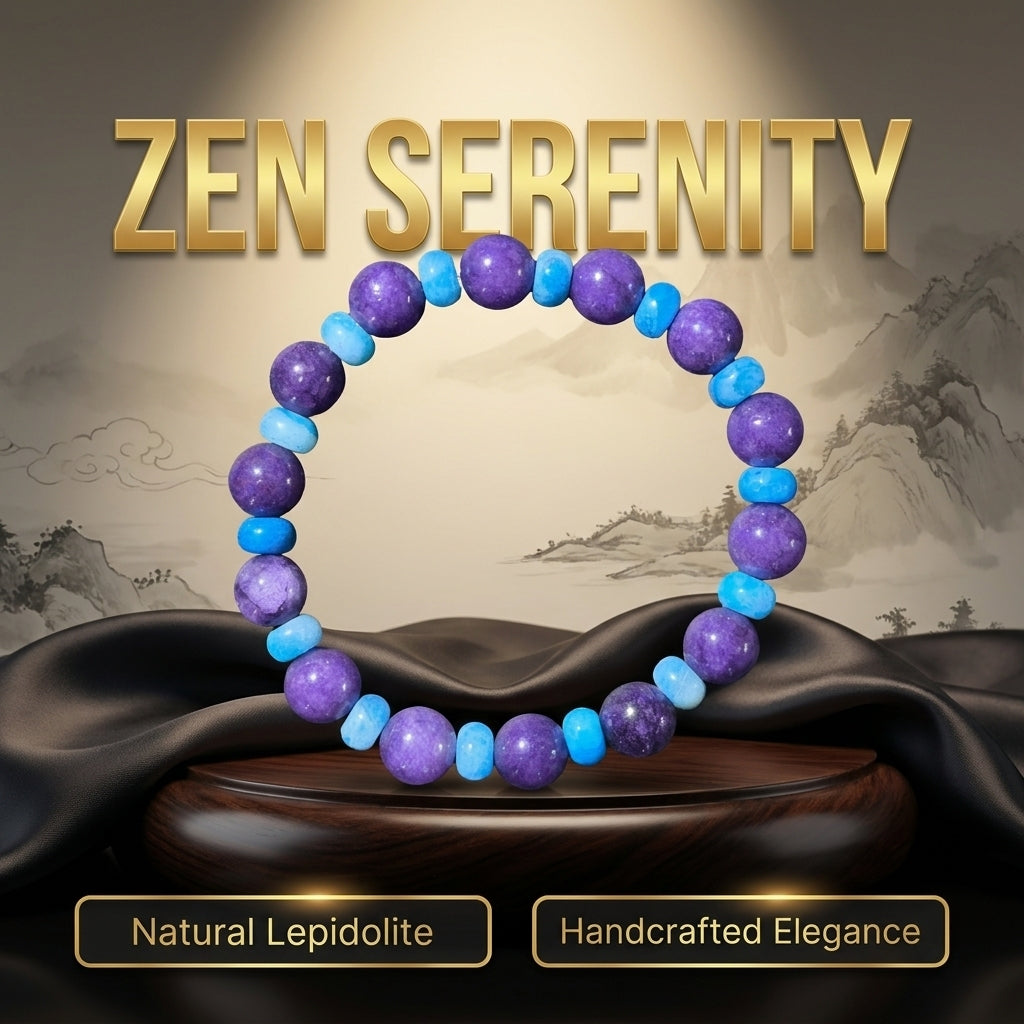 "Purple Moon and Blue Star" Purple Mica x Aquamarine Bracelet