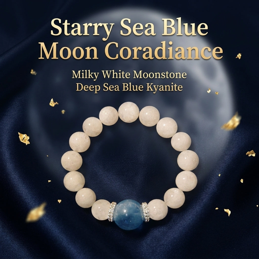 "Sparkle of Stars and Sea" Blue Calcite & Moonstone Bracelet