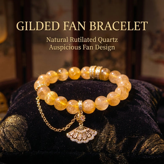 "Golden Fan" Rutilated Quartz Bracelet