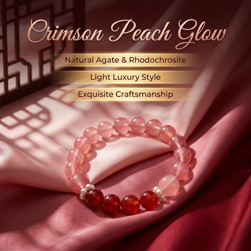 Rhodochrosite x Red Agate Bracelet "Scarlet Peach Light"