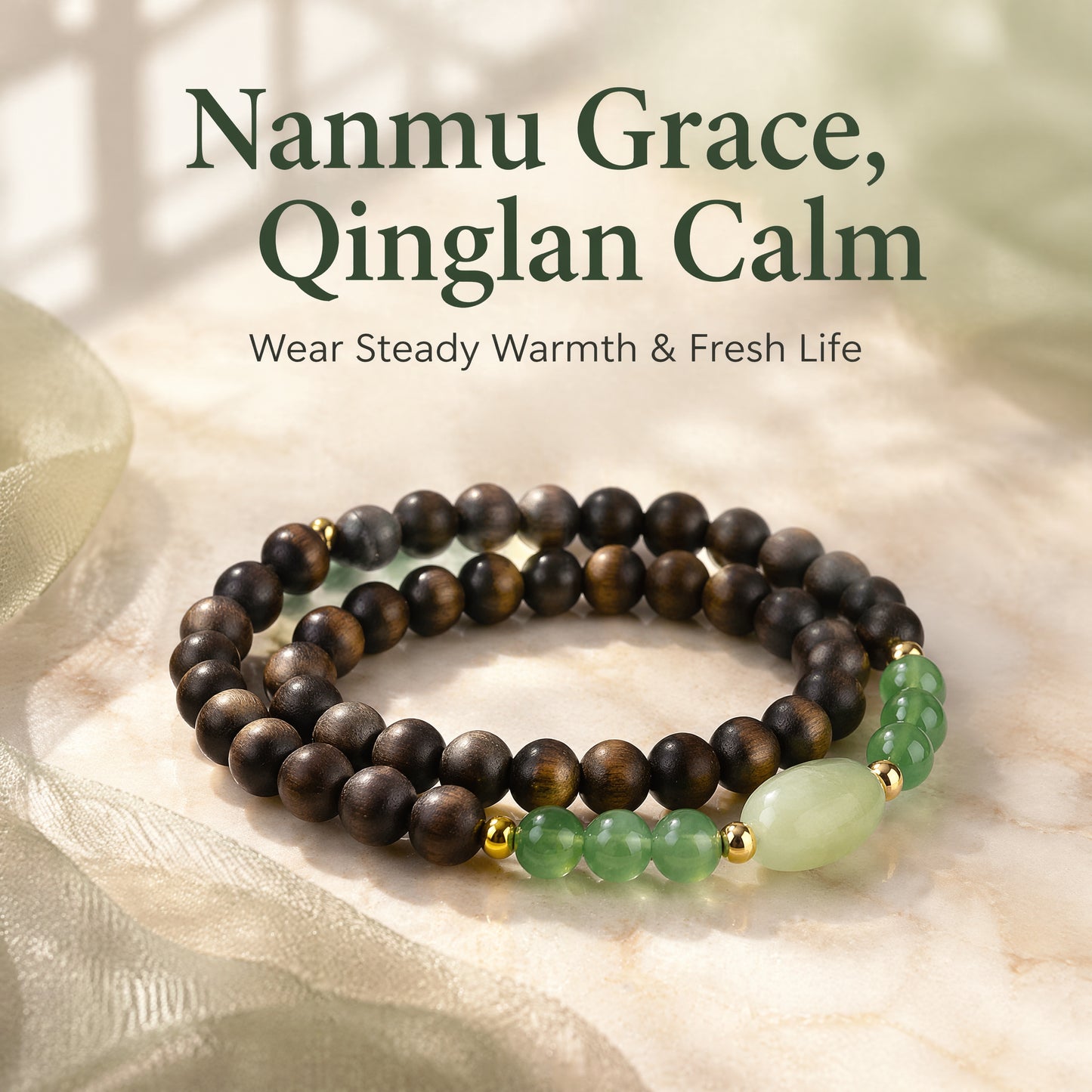 "Green Breeze of Camphor Trees" KINZNAN x Green Quartz Bracelet