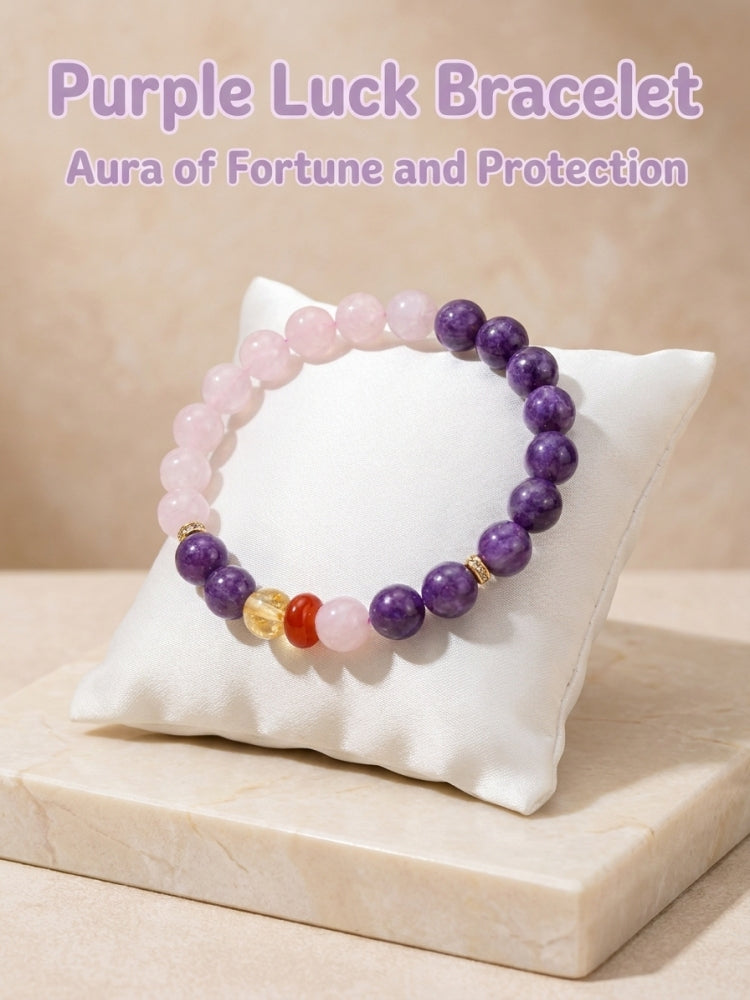 "Welcoming Purple Fortune" Purple Mica x Rose Quartz Abundant Treasure Bracelet
