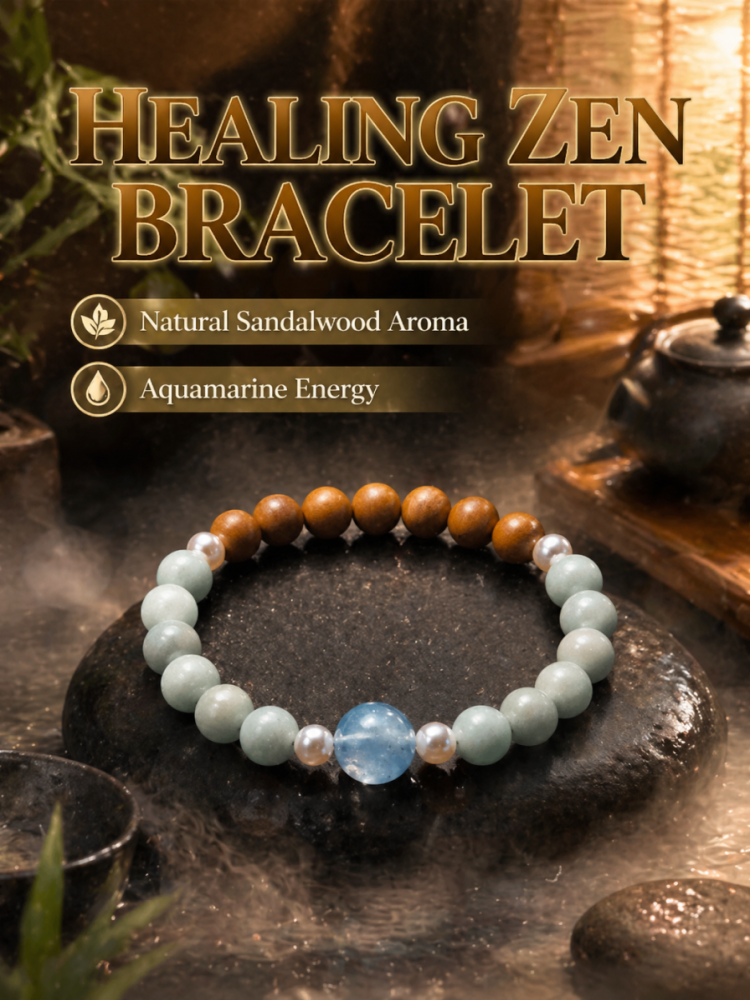 「松の間の海の音」サンダルウッド×アクアマリンブレスレット`#サンダルウッドブレスレット #アクアマリンブレスレット #禅風アクセサリー #パワーストーンブレスレット #心を癒すアクセ #通勤アクセ #ナチュラルアクセ #天然石アクセ #東洋風アクセ #ギフトにおすすめ`