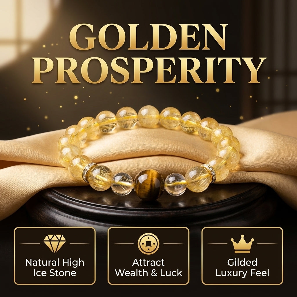 "Golden Glow" Rutilated Quartz & Tiger's Eye Bracelet