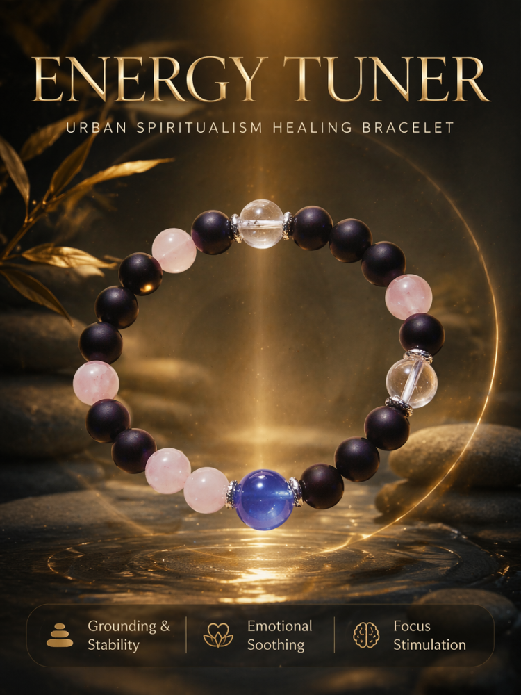 "Night Fog and Starlight" Ebony x Rose Quartz x Aquamarine Bracelet `#EbonyBracelet #RoseQuartzBracelet #AquamarineBracelet #CoolLovelyAccessory #GemstoneBracelet #HealingAccessory #CommuteAccessory #DailyAccessory #StudentAccessory #GiftRecommendation`