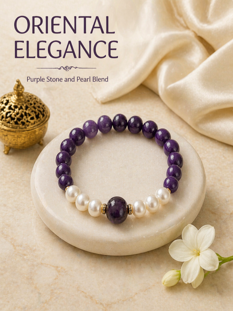 "Violet Moon Glow" Purple Mica (Amethyst-style) Pearl Bracelet
