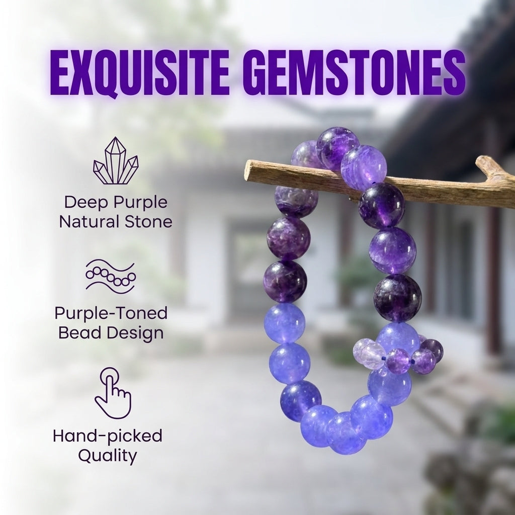"Purple Dream and Blue Waves" Amethyst x Blue Chalcedony Bracelet