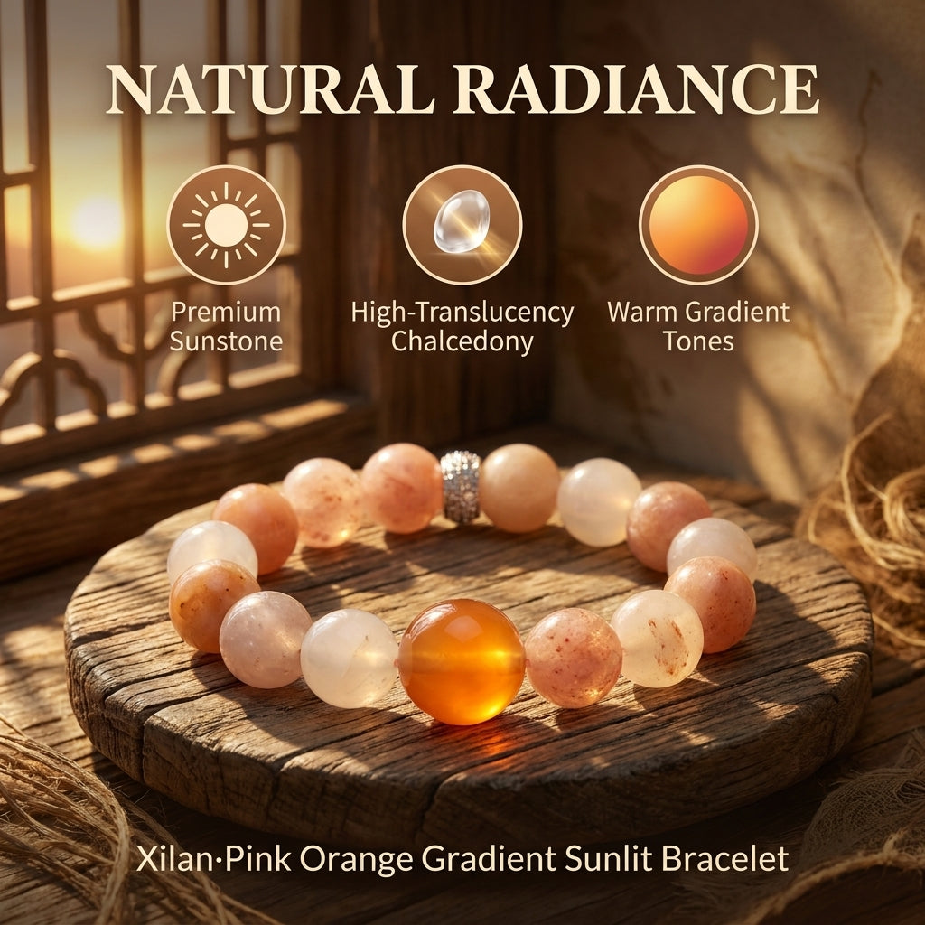 "Twilight Glow" Sunstone x Orange Chalcedony Bracelet "Twilight Glow" Sunstone x Orange Chalcedony Bracelet | Natural Stones for Vitality and Popularity`