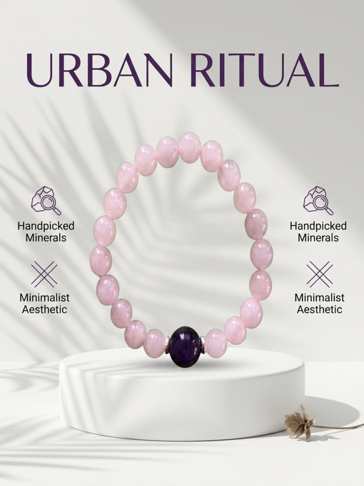 "Pink Night Sky" Rose Quartz x Amethyst Bracelet