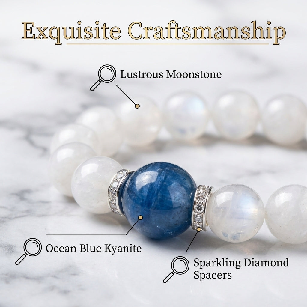 "Sparkle of Stars and Sea" Blue Calcite & Moonstone Bracelet