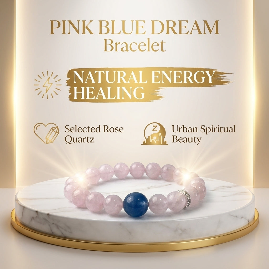 "Pink and Blue Dreams" Rose Quartz x Aquamarine Bracelet