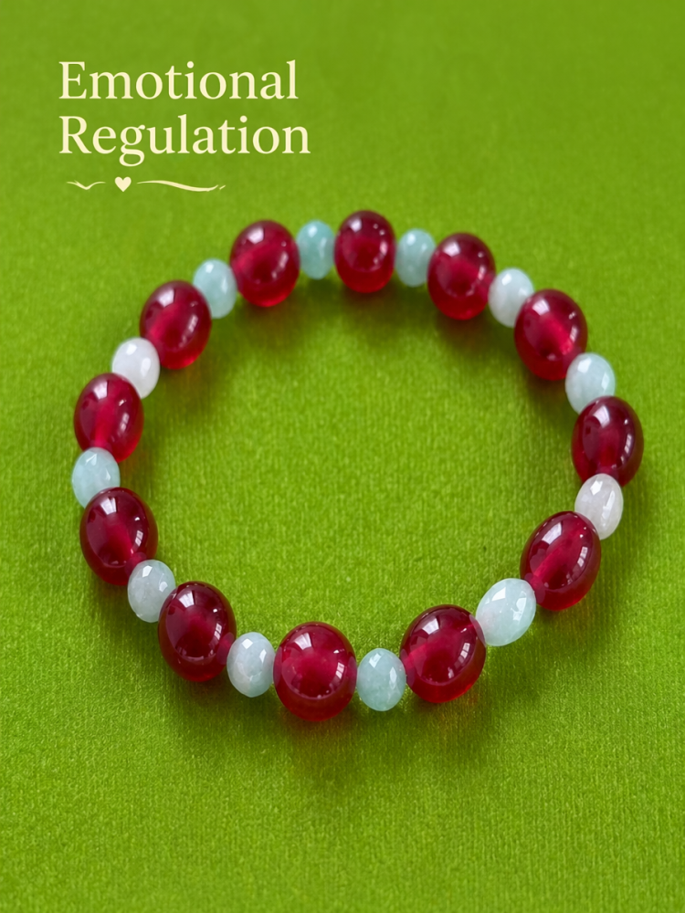"Crimson Luck and Azure Serenity" Red Agate x Amazonite Bracelet