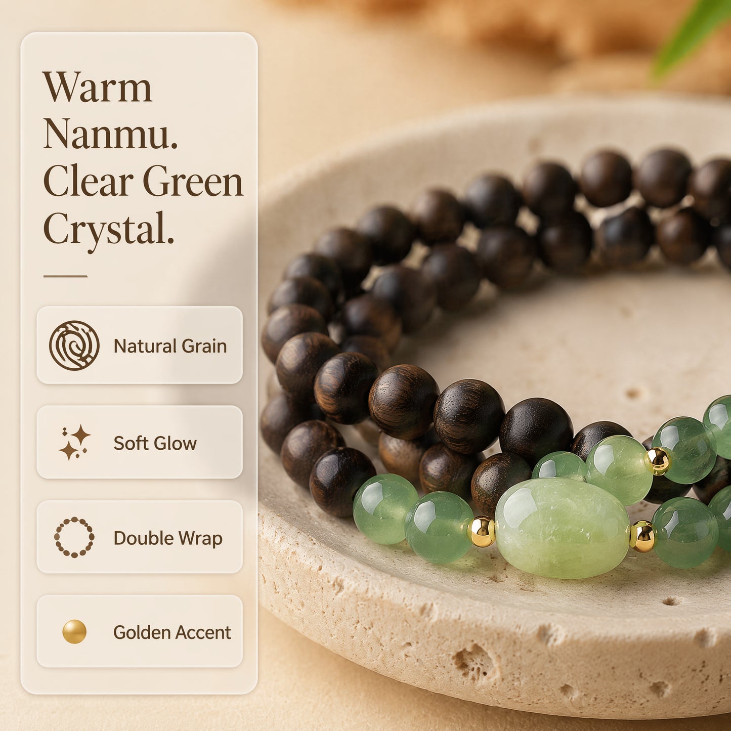 "Green Breeze of Camphor Trees" KINZNAN x Green Quartz Bracelet