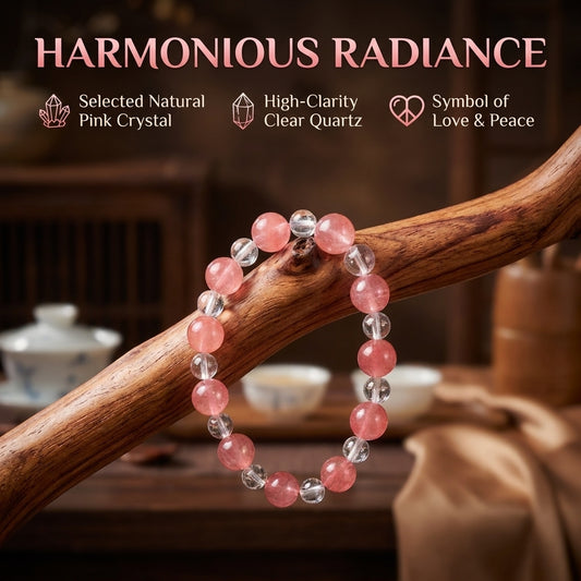 "Peach Blossom Cherry" Rose Quartz x Crystal Bracelet