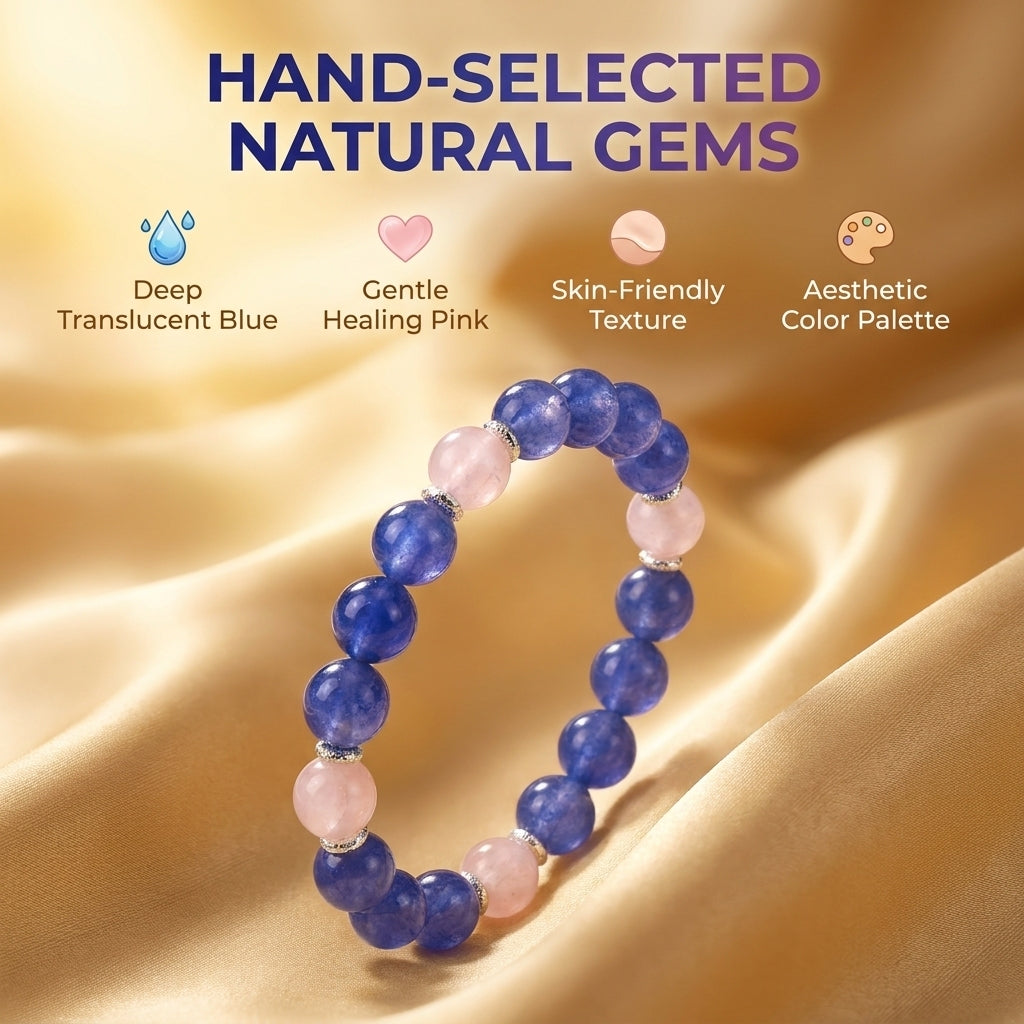 "Purple Blue and Pink Rhyme" Blue Chalcedony x Rose Quartz Bracelet