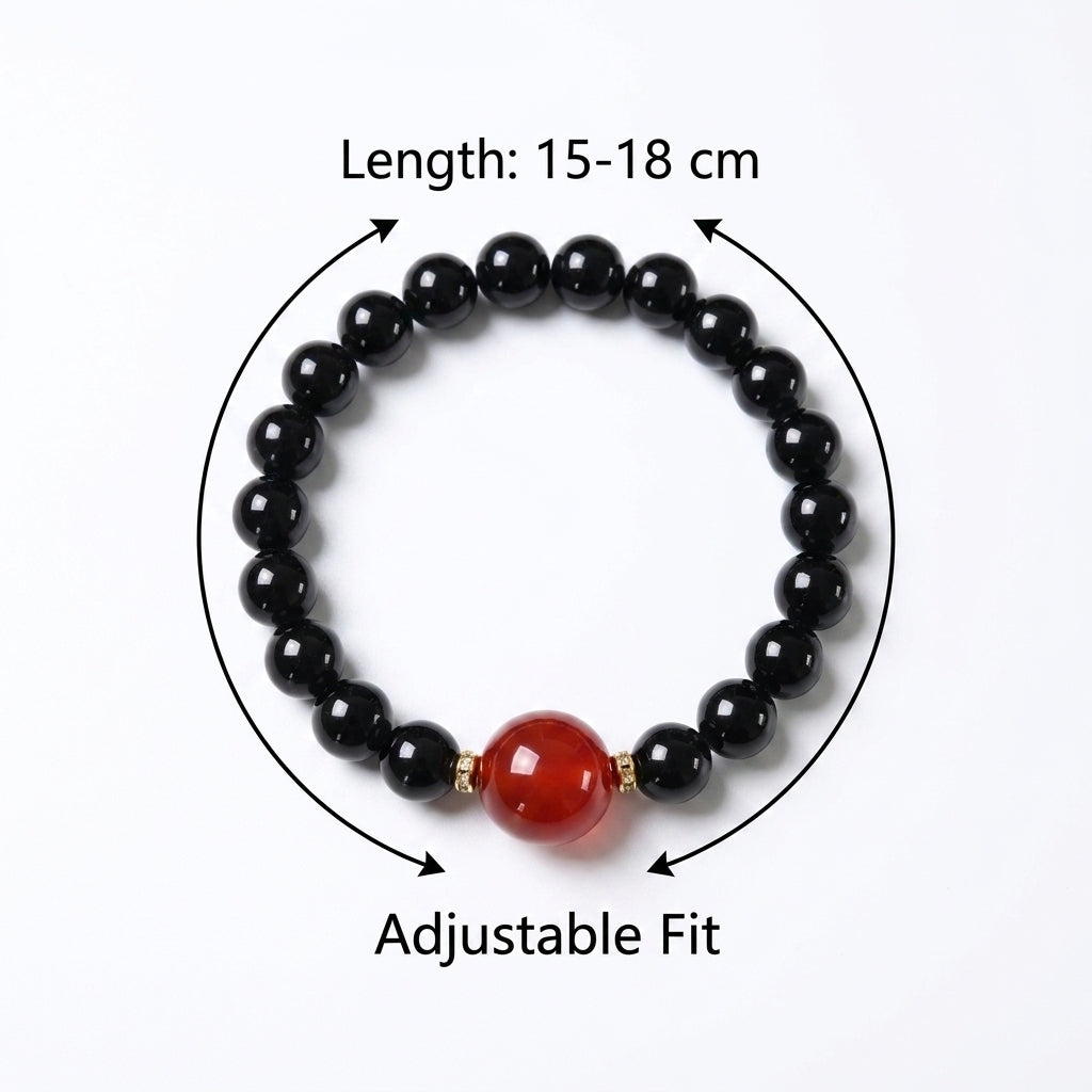 "Guardians of Darkness and Fire" Obsidian x Red Agate Bracelet