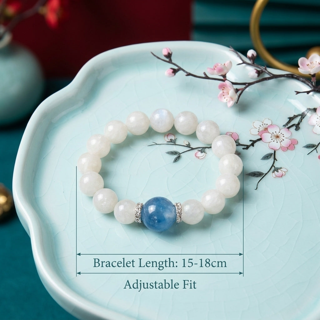 "Sparkle of Stars and Sea" Blue Calcite & Moonstone Bracelet