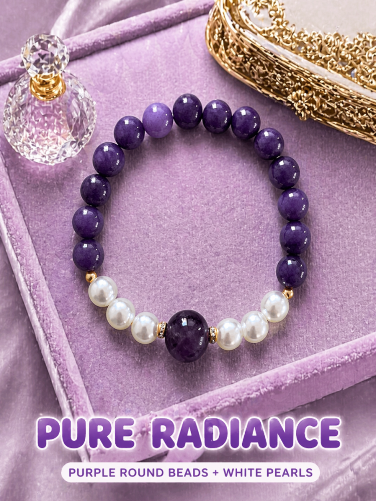 "Violet Moon Glow" Purple Mica (Amethyst-style) Pearl Bracelet