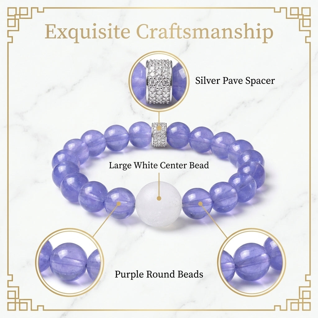 "Purple Moon and White Frost" Amethyst and Crystal Bracelet