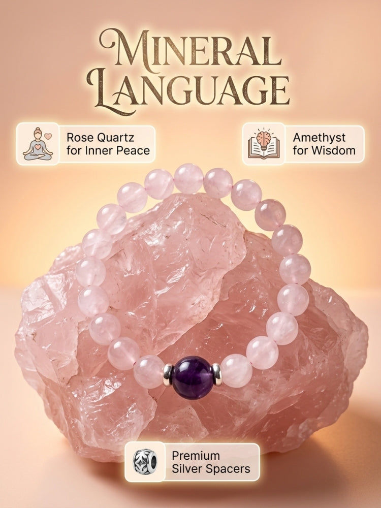"Pink Night Sky" Rose Quartz x Amethyst Bracelet