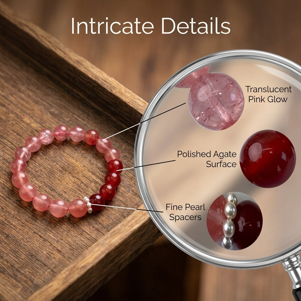 Rhodochrosite x Red Agate Bracelet "Scarlet Peach Light"