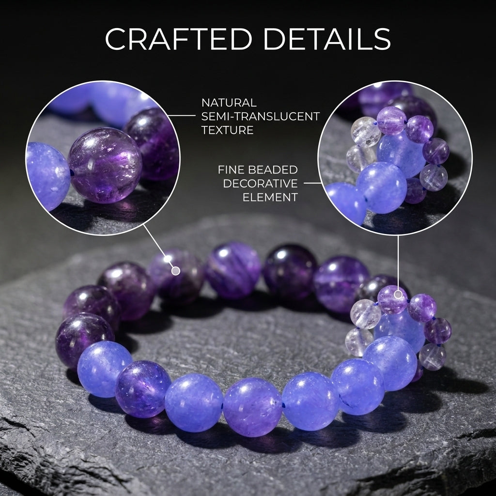 "Purple Dream and Blue Waves" Amethyst x Blue Chalcedony Bracelet