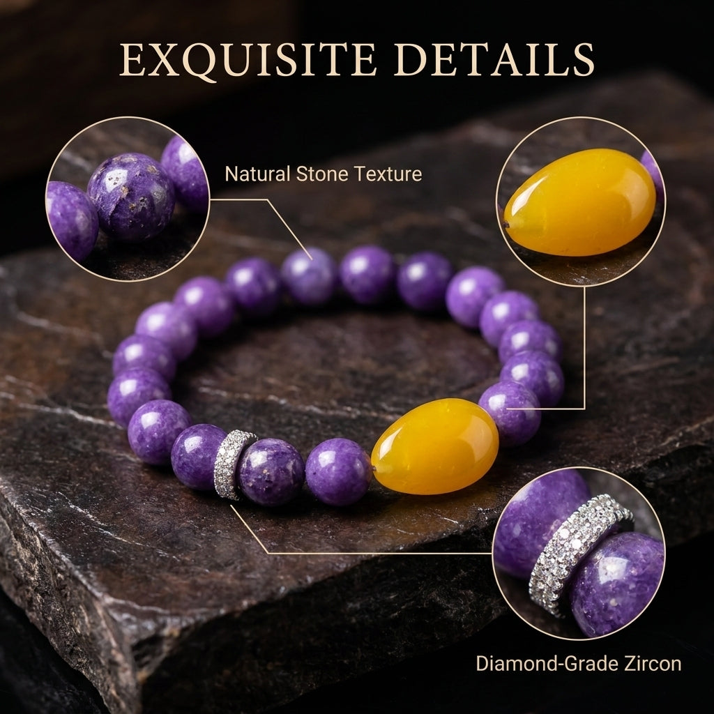 "Purple Radiance" Purple Mica x Amber Bracelet