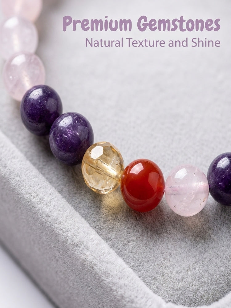"Welcoming Purple Fortune" Purple Mica x Rose Quartz Abundant Treasure Bracelet