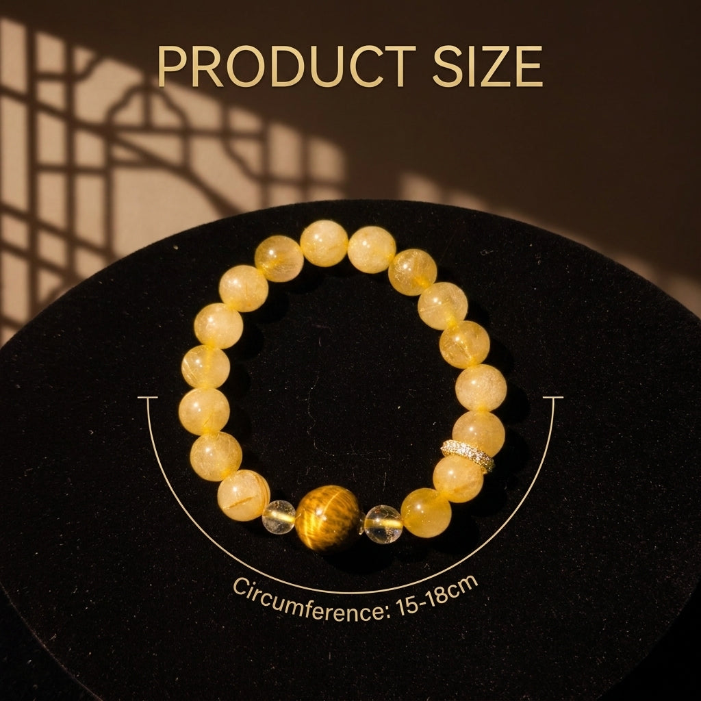 "Golden Glow" Rutilated Quartz & Tiger's Eye Bracelet