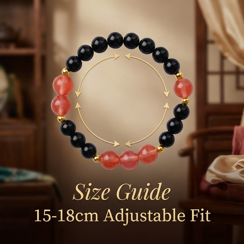 "Ink-Colored Scarlet Light" Obsidian x Southern Red Agate Bracelet