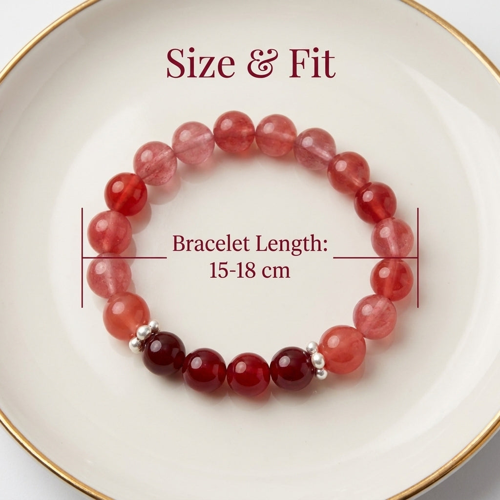 Rhodochrosite x Red Agate Bracelet "Scarlet Peach Light"