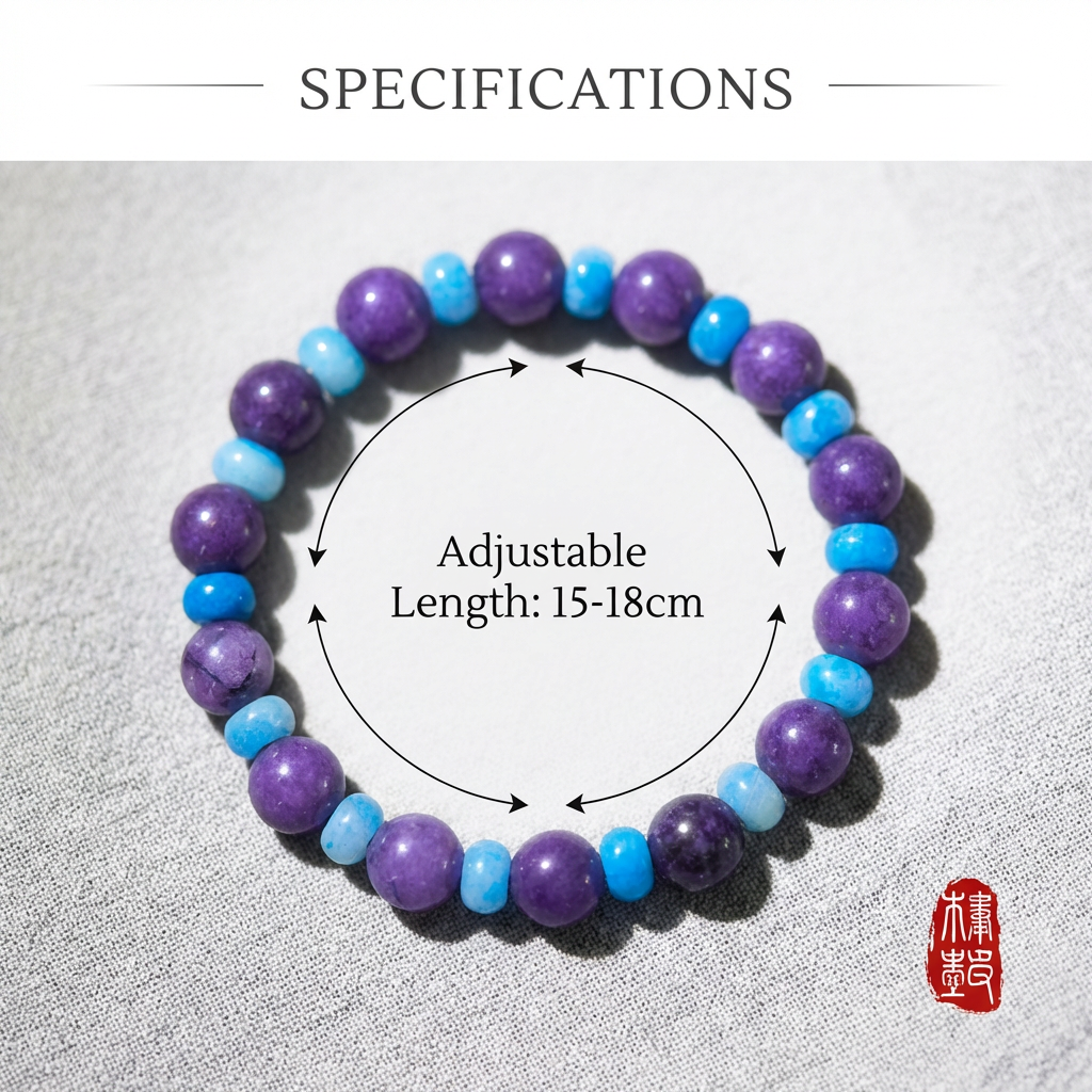 "Purple Moon and Blue Star" Purple Mica x Aquamarine Bracelet