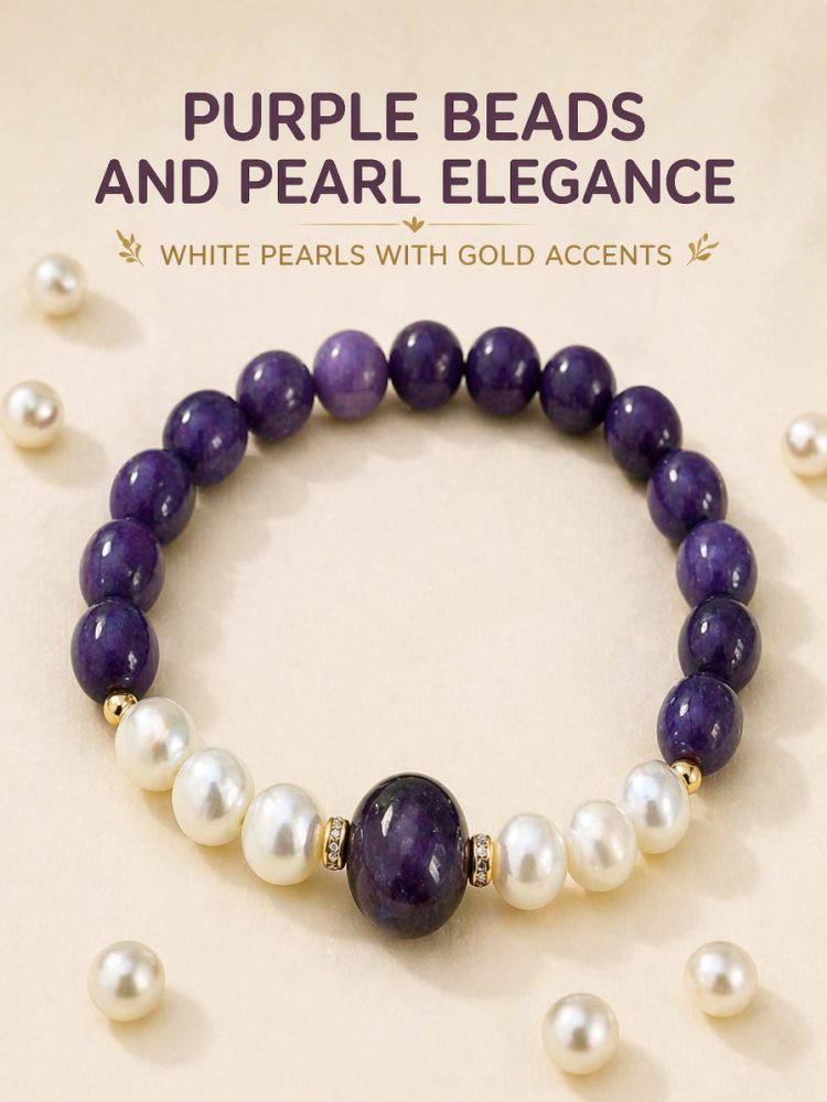 "Violet Moon Glow" Purple Mica (Amethyst-style) Pearl Bracelet
